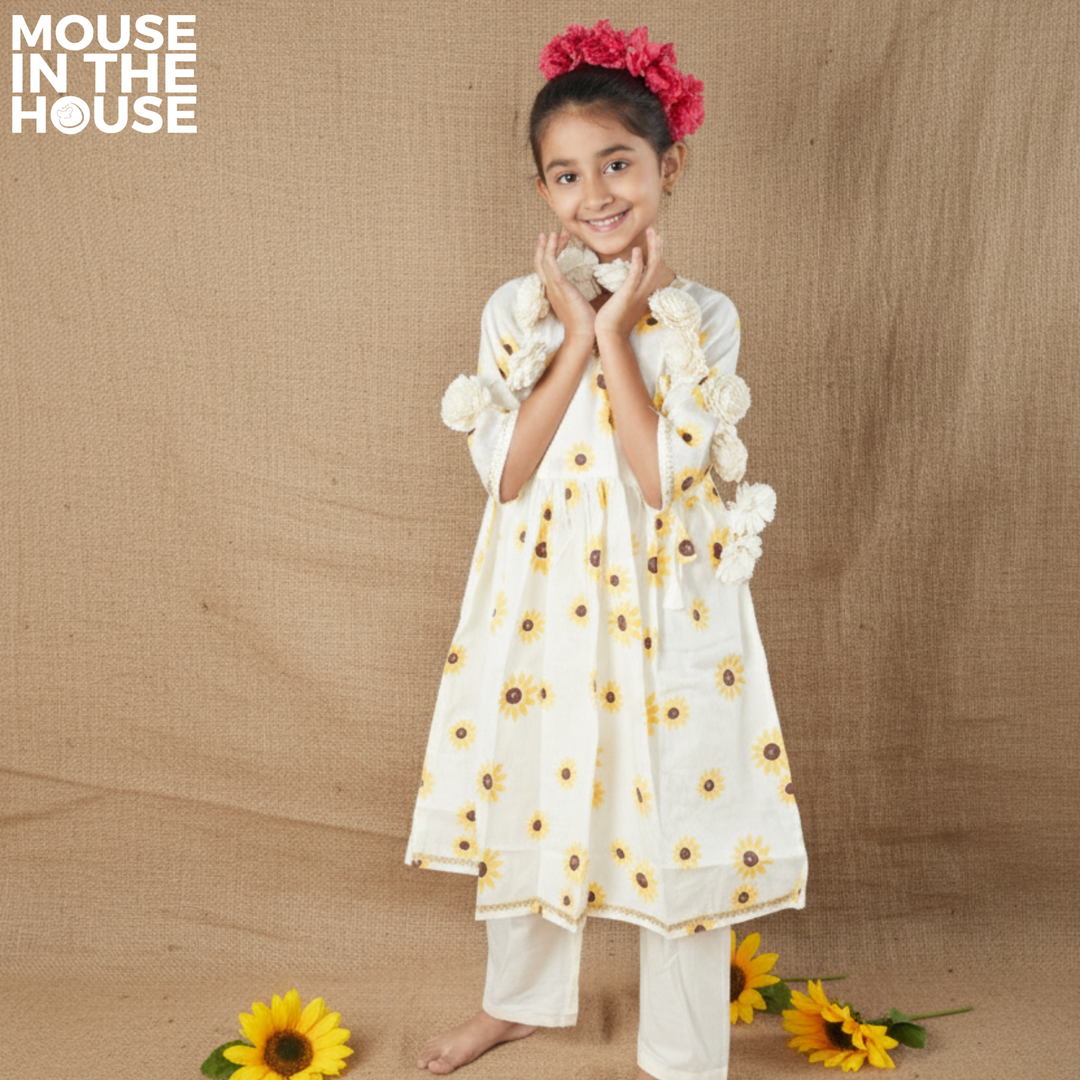 Mouse In The House Lane of Dreams (Cream) - Girls Ethnic Wear