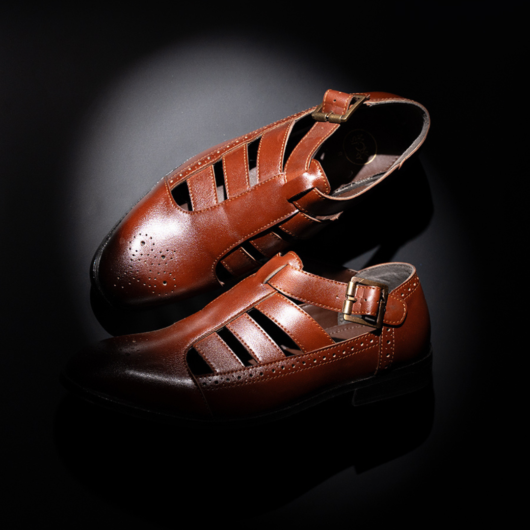 Monkstory Pathani Heritage Sandals - Tan