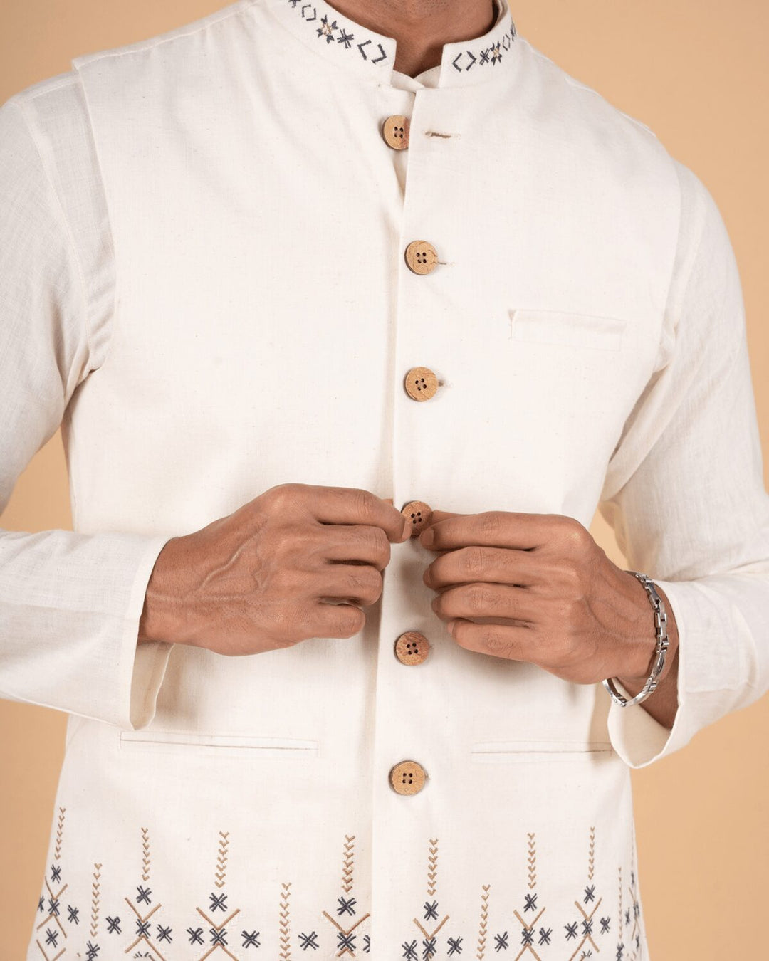 Natural Raw Embroidered Koti