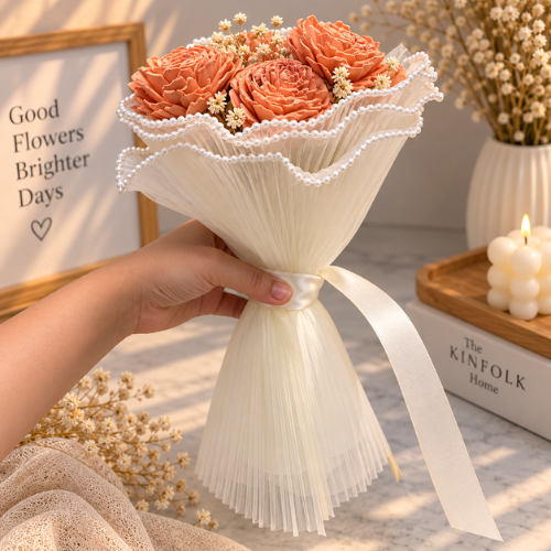 Corail Elegant – Coral Sola Wood Flower Bouquet