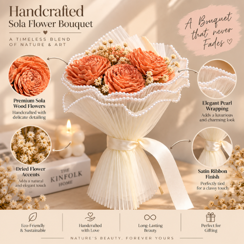 Corail Elegant – Coral Sola Wood Flower Bouquet