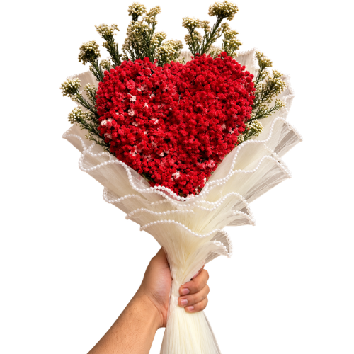 Amour Ecarlate – Heart-Shaped Sola Flower Bouquet
