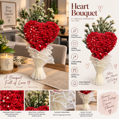 Amour Ecarlate – Heart-Shaped Sola Flower Bouquet