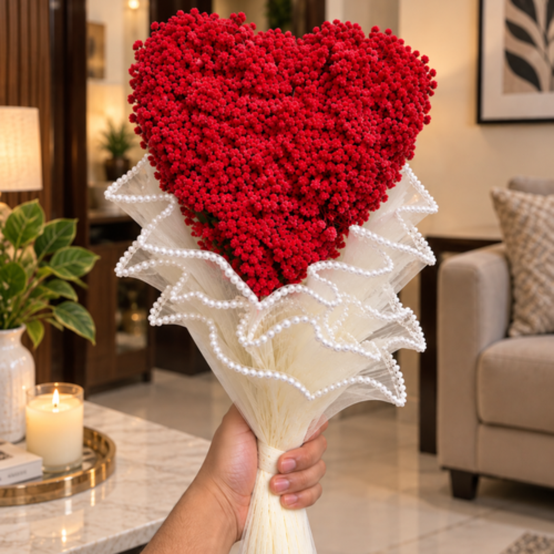 Coeur de Rubis – Red Heart Dried Flower Bouquet