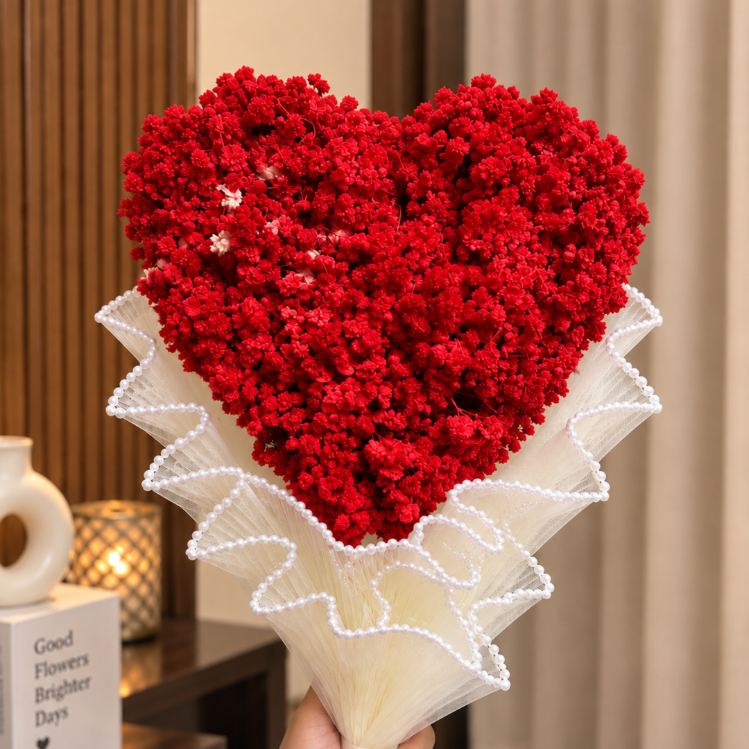 Coeur de Rubis – Red Heart Dried Flower Bouquet