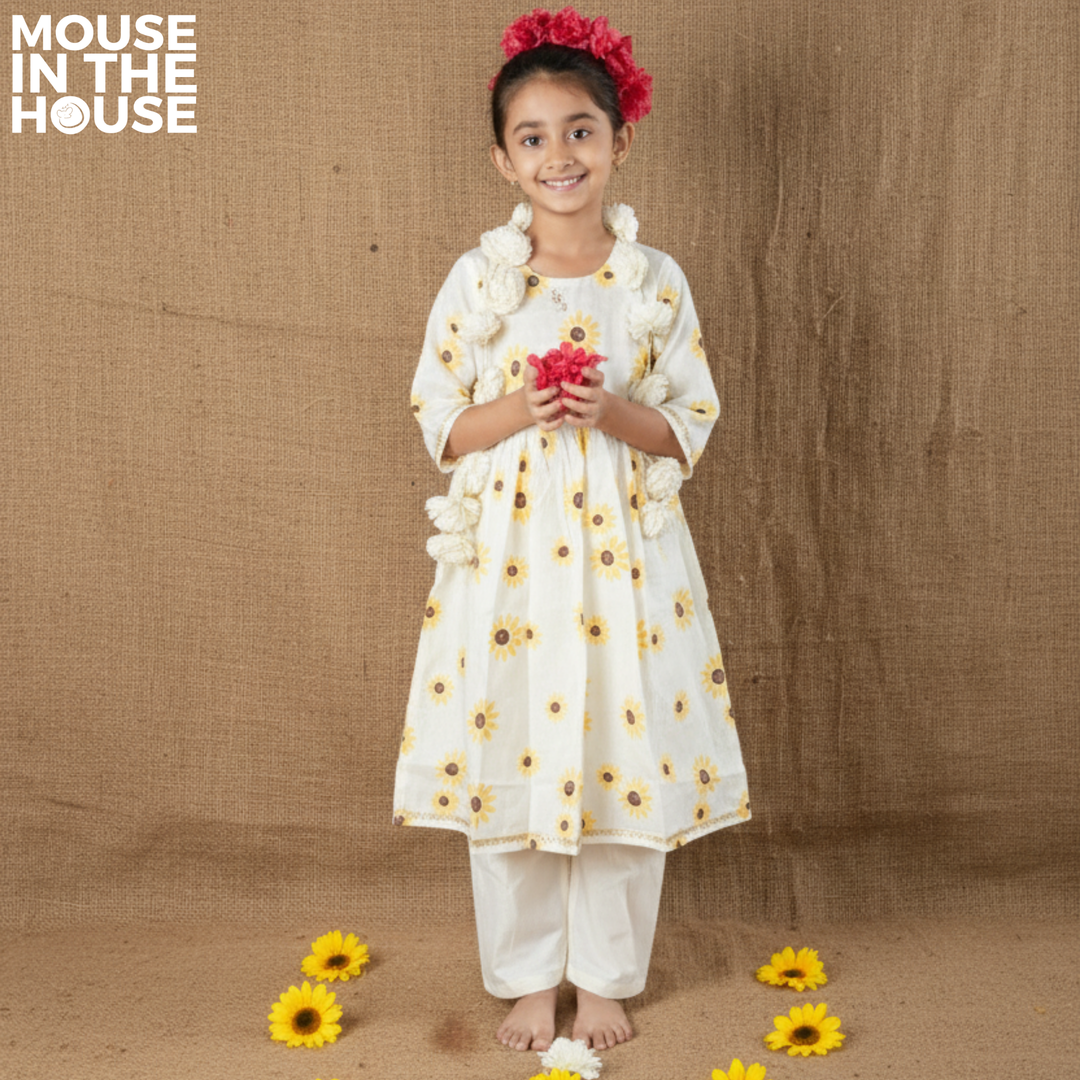 Mouse In The House Lane of Dreams (Cream) - Girls Ethnic Wear