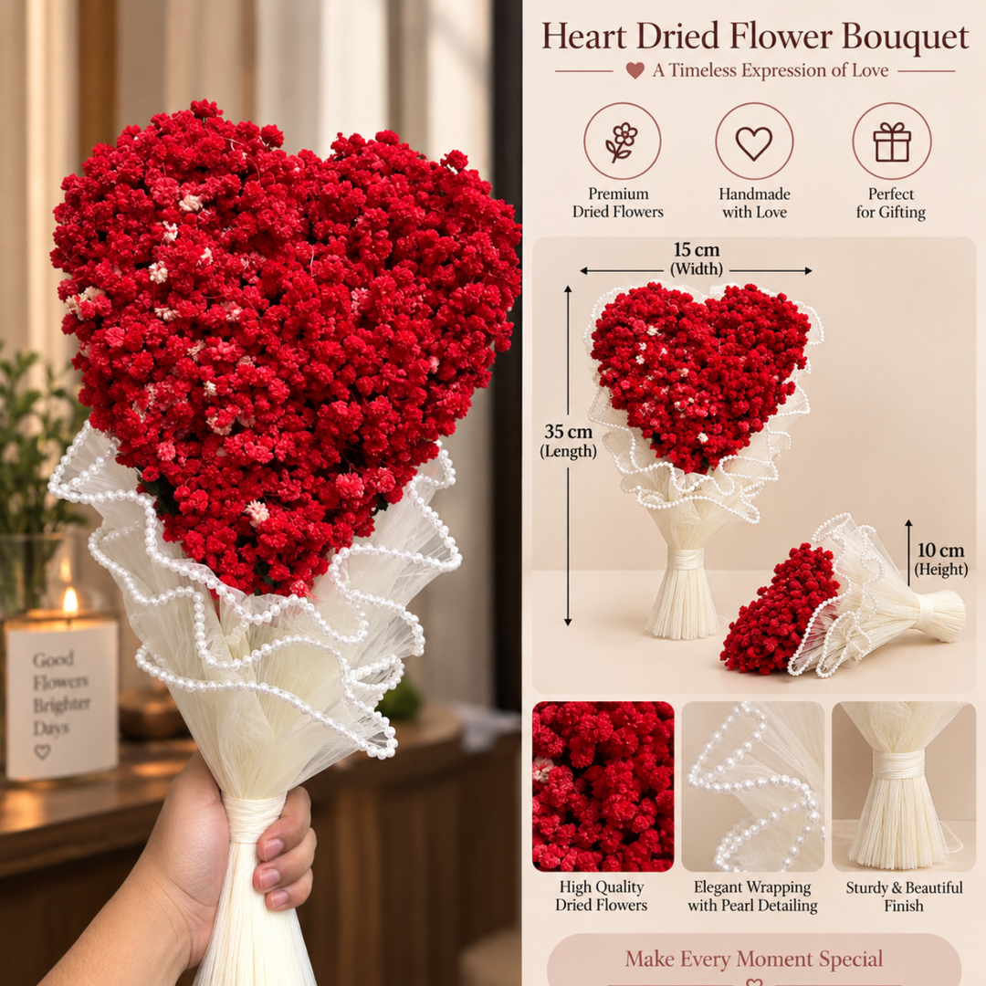 Coeur de Rubis – Red Heart Dried Flower Bouquet