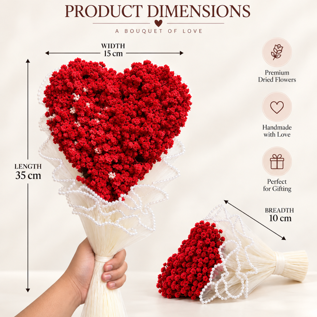Coeur de Rubis – Red Heart Dried Flower Bouquet