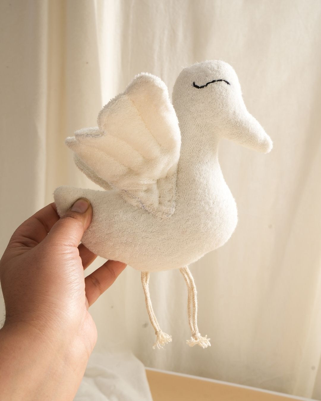 WhisperWing Swan Plush Set | Bamboo Terry Soft Toy | Eco-Friendly Baby Comfort Toy 
