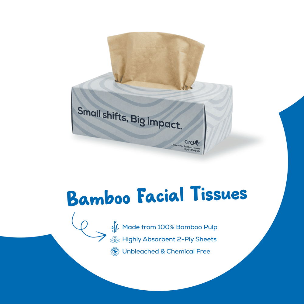 Bamboo Facial Tissues Blue (2 Ply | 100 Pulls)