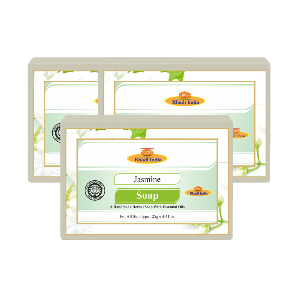 Khadi Care Herbal Jasmine Soap -  Pack of 3 125 gm  each