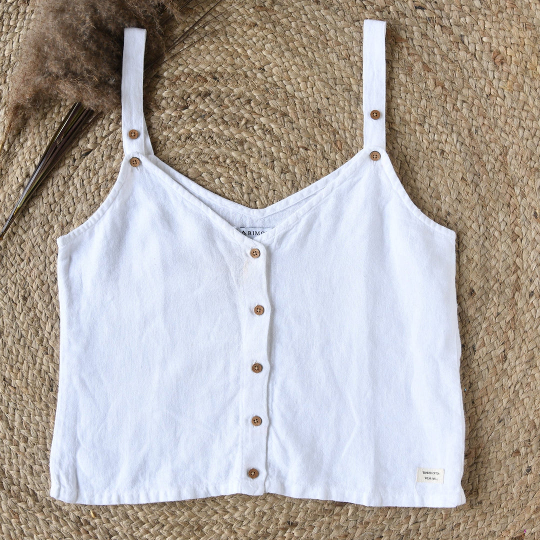 100% Premium Linen White Co-ord set - Women