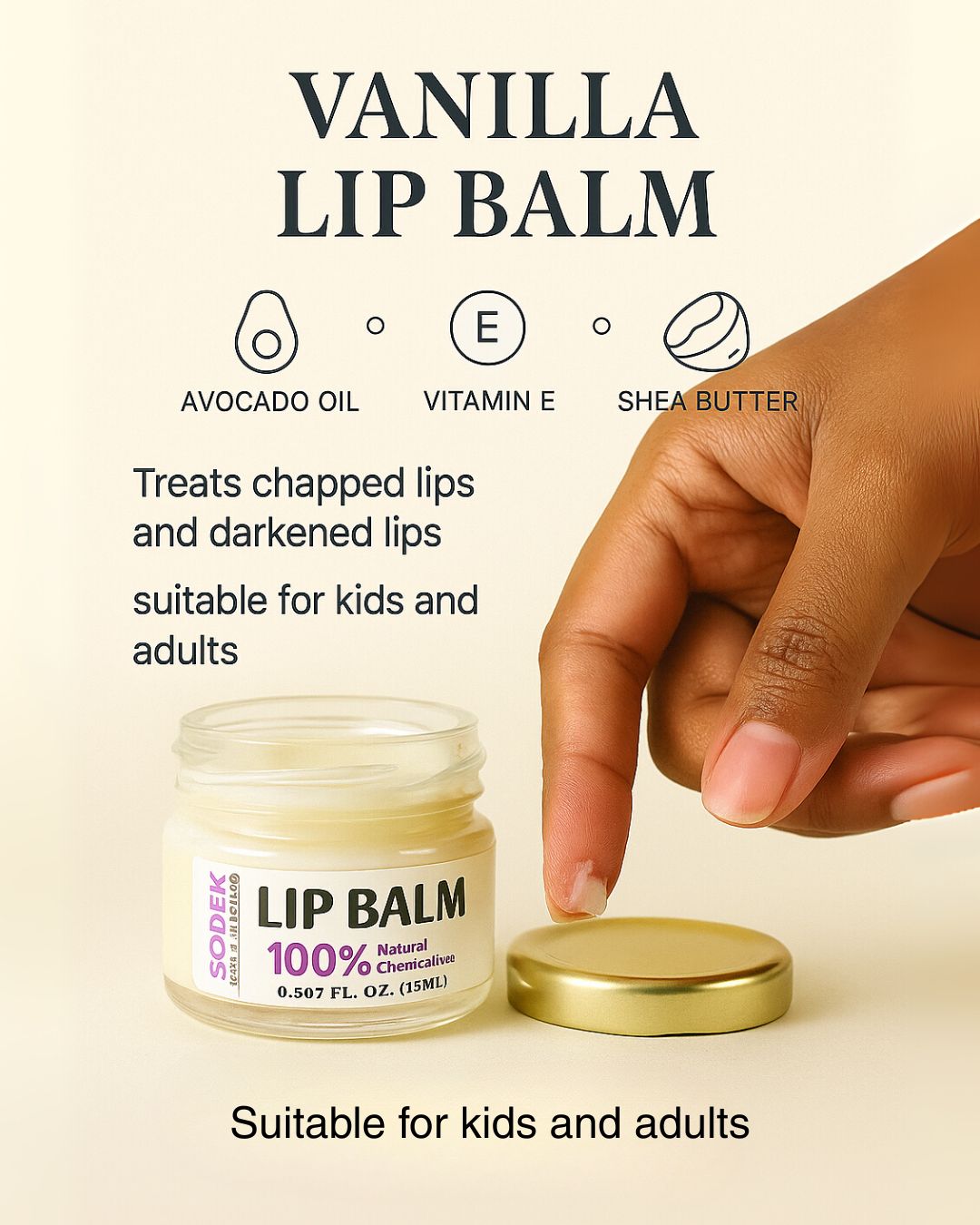 Sobek Naturals Vanilla Dream- Luxurious Lip Balm Butter 15 gm