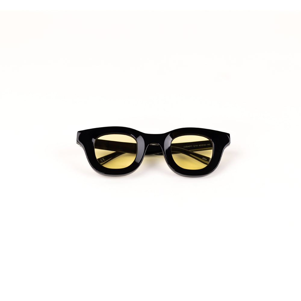Monkstory MonkStory Thick Acetate Unisex Sunglasses - Black With Yellow Lens