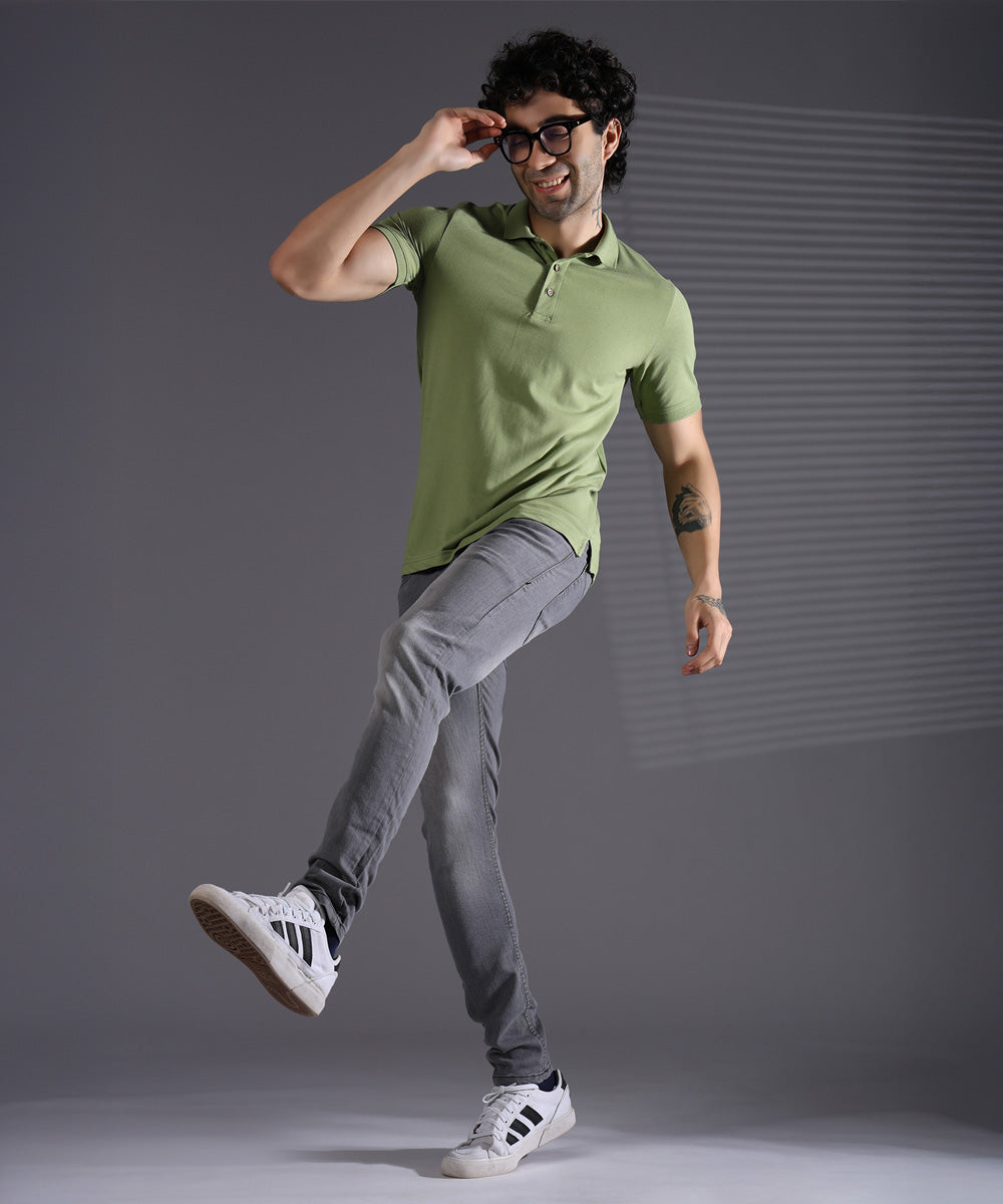 Naturefab Men’s Organic Bamboo Polo Tshirt Environment Green