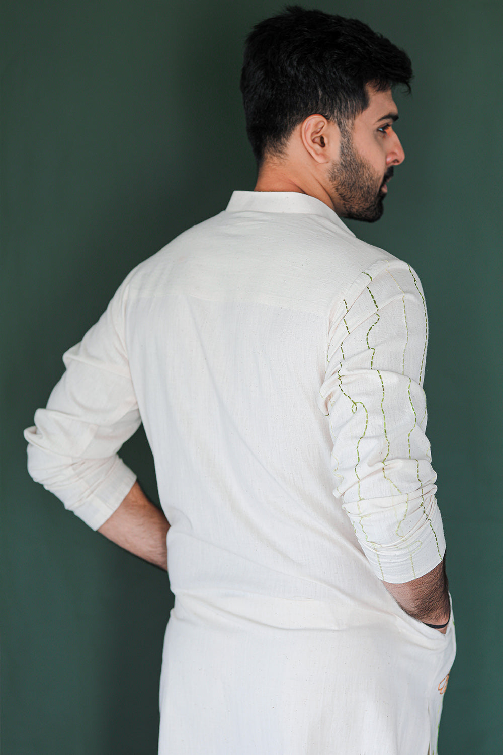 ITIDOR esert Star Kurta- Mandarin Collar, Basic Sleeves