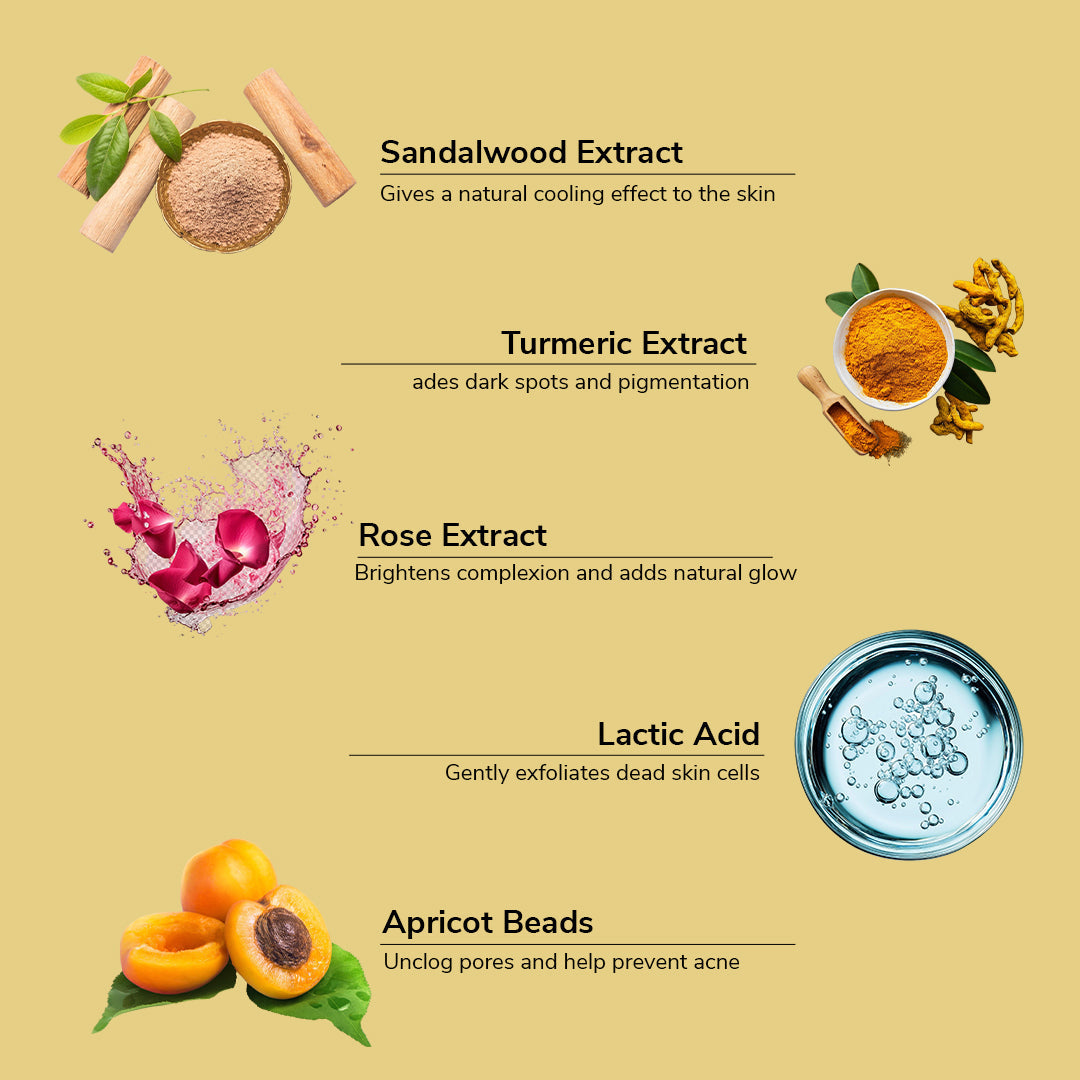 Traditional Ubtan Face & Body Scrub | Lactic Acid for Tanning, Dark Spots & Brightening | 200gm