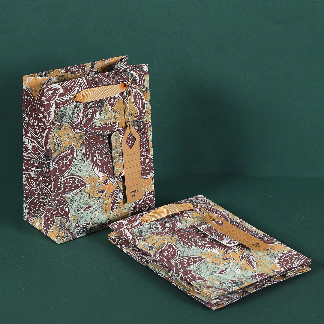 Brown Story Small Gift Bag -  Set of 3