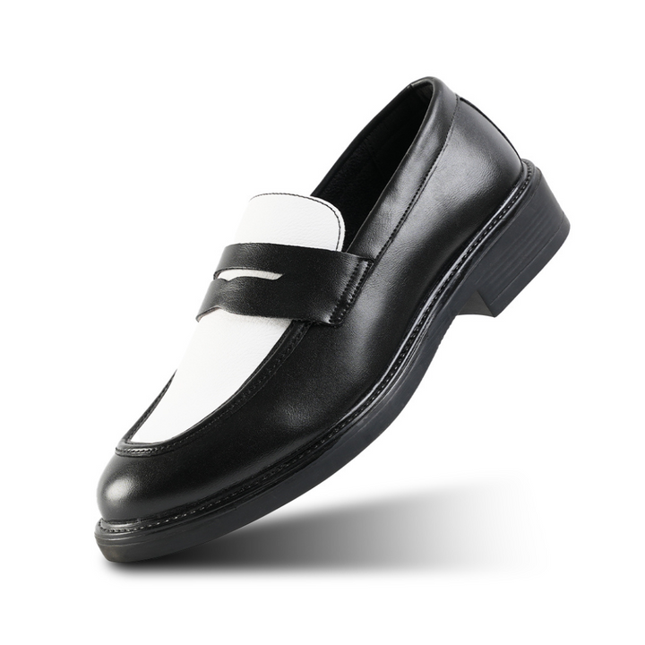 Monkstory Cosmopolitan Contrast Penny Loafers  - Black/White