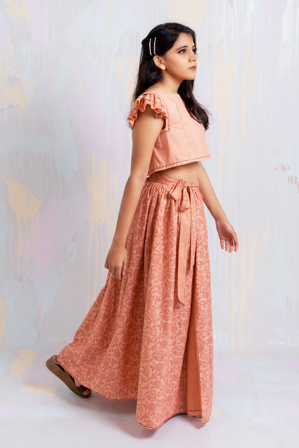 ITIDOR Milota Crop - Back Opening, Layered Frill Sleeves