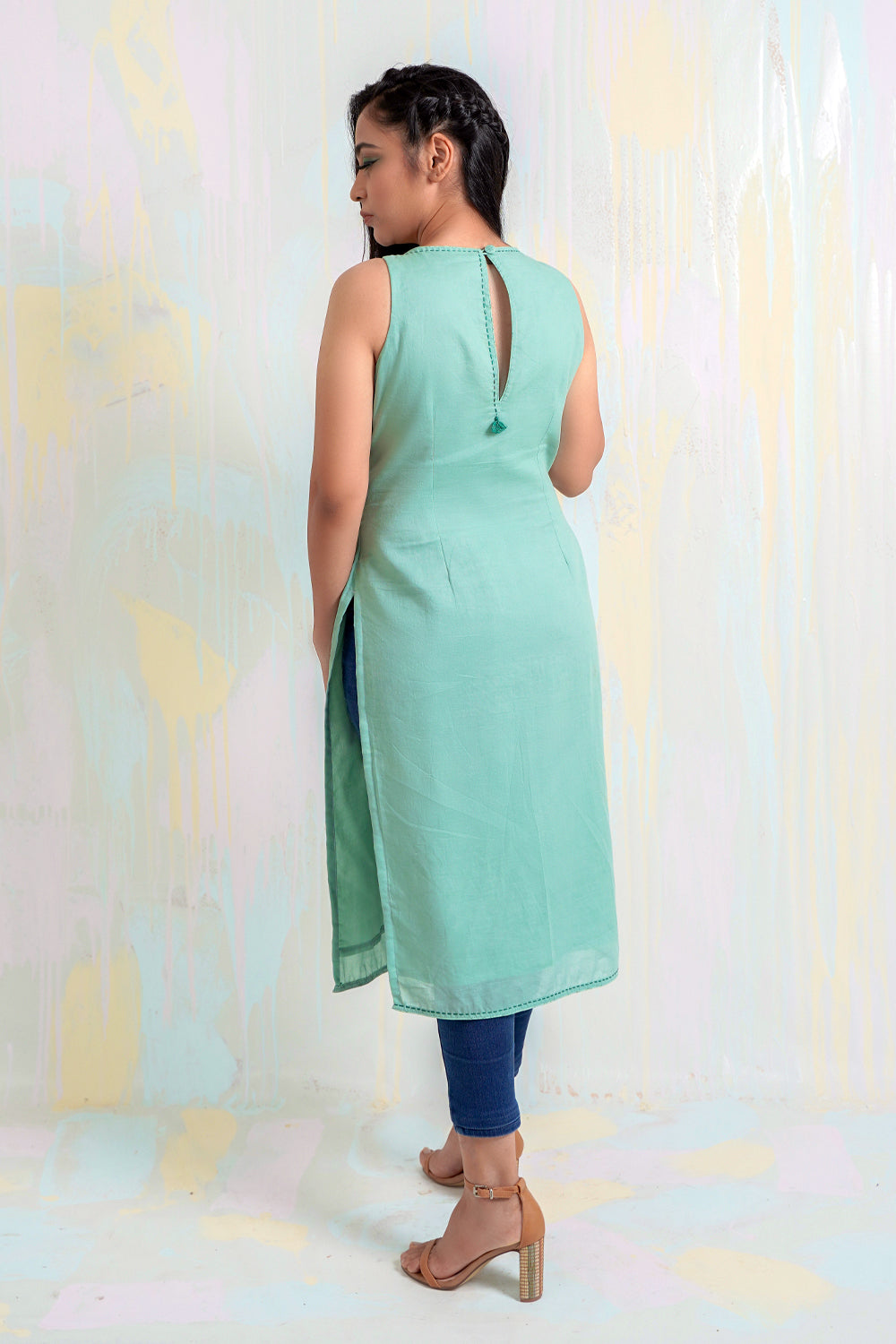 ITIDOR Uri Kurti - Halter Neck Side Zipper Opening