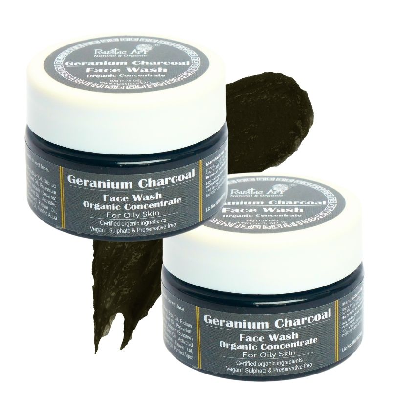 Rustic Art Geranium Charcoal Face Wash Concentrate 50 gm [pack of 2]