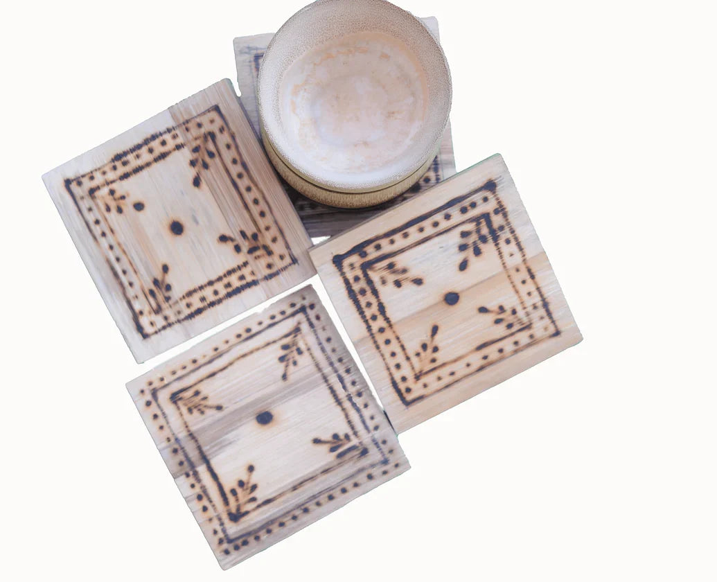 Handmade Bamboo Coasters  - 6 pieces