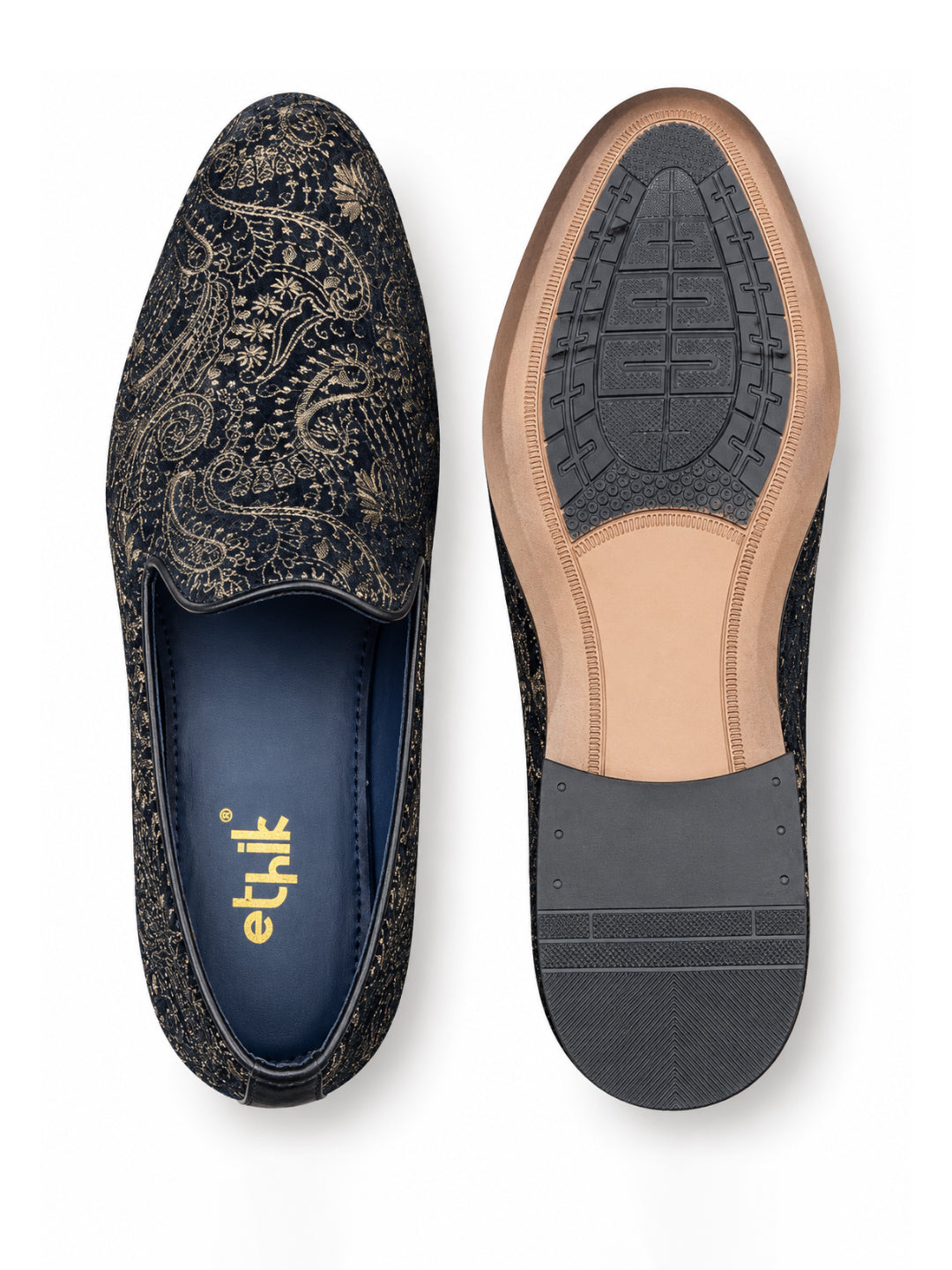 Black Paisley Embroidered Ethnic Slip-on-005