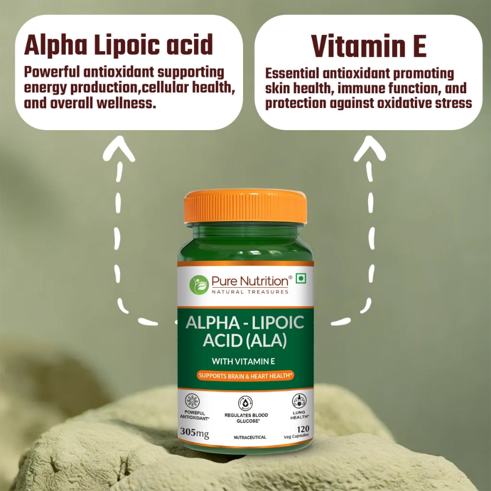 Alpha Lipoic Acid (ALA) 300 mg with Vitamin E | 120 Veg Capsules