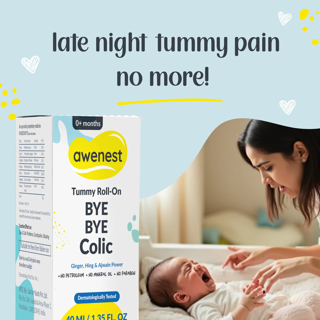Tummy Roll-On Bye Bye Colic, Ayurvedic Medicine with Ginger, Hing & Ajwain For 0+ years - Pack of 2