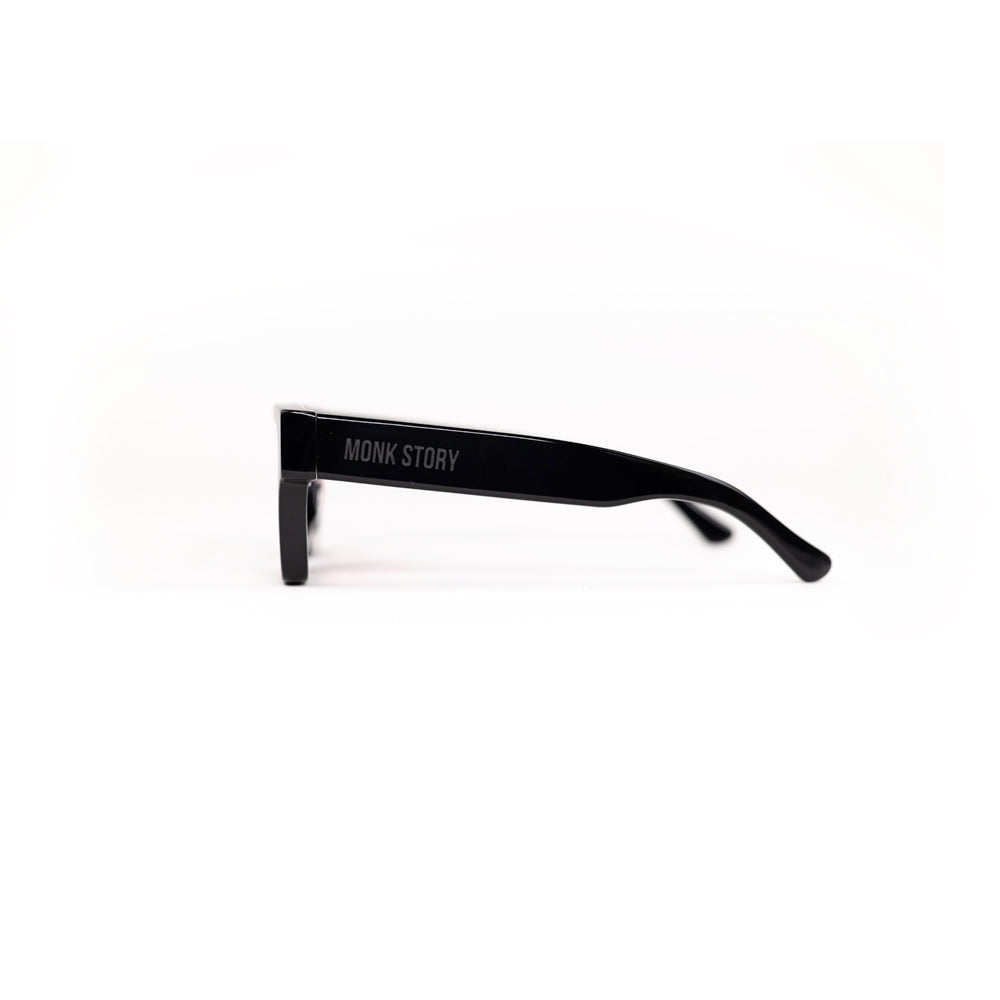 Monkstory MonkStory Runway Acetate Unisex Sunglasses - Black With Purple Lens