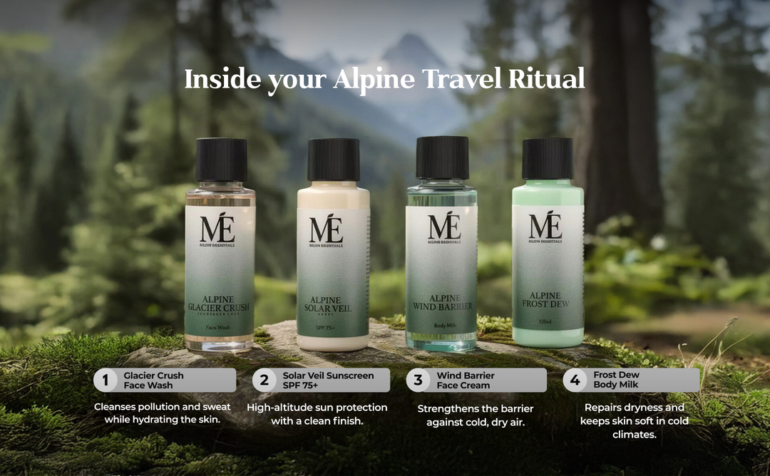 Alpine Travel Ritual - Protect. Hydrate. Glow at Glacier.