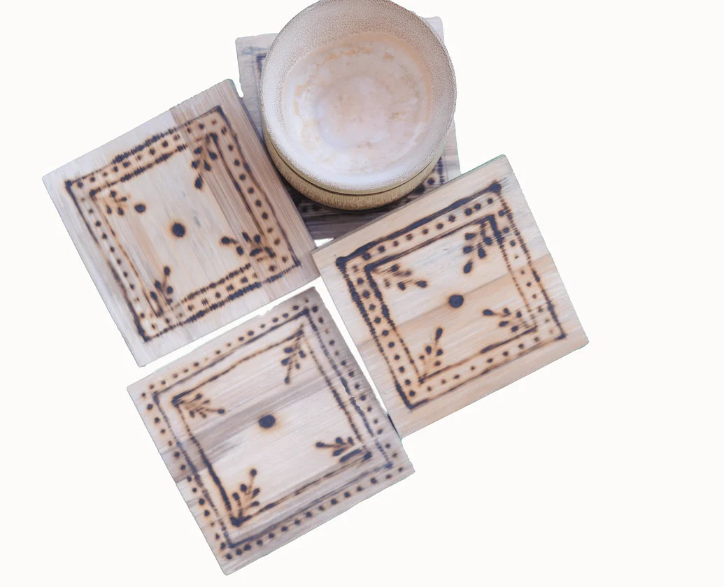 Handmade Bamboo Coasters  - 6 pieces