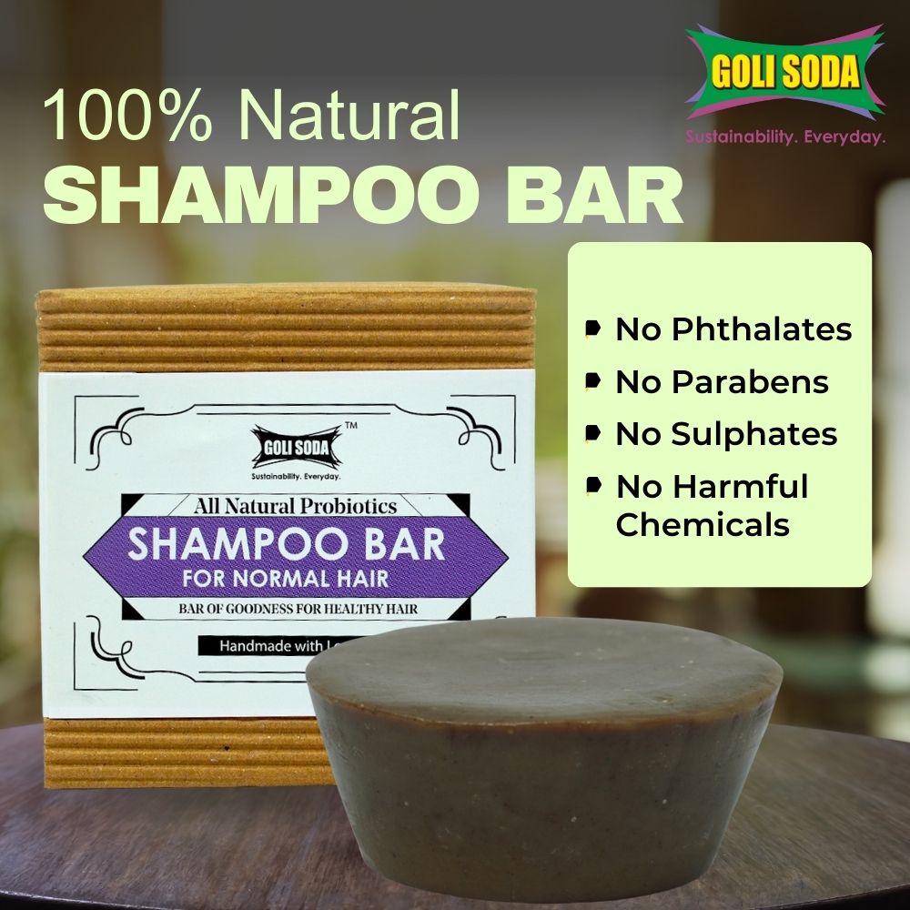 Goli Soda All Natural Probiotics Shampoo Bar for Normal Hair - 90 grams