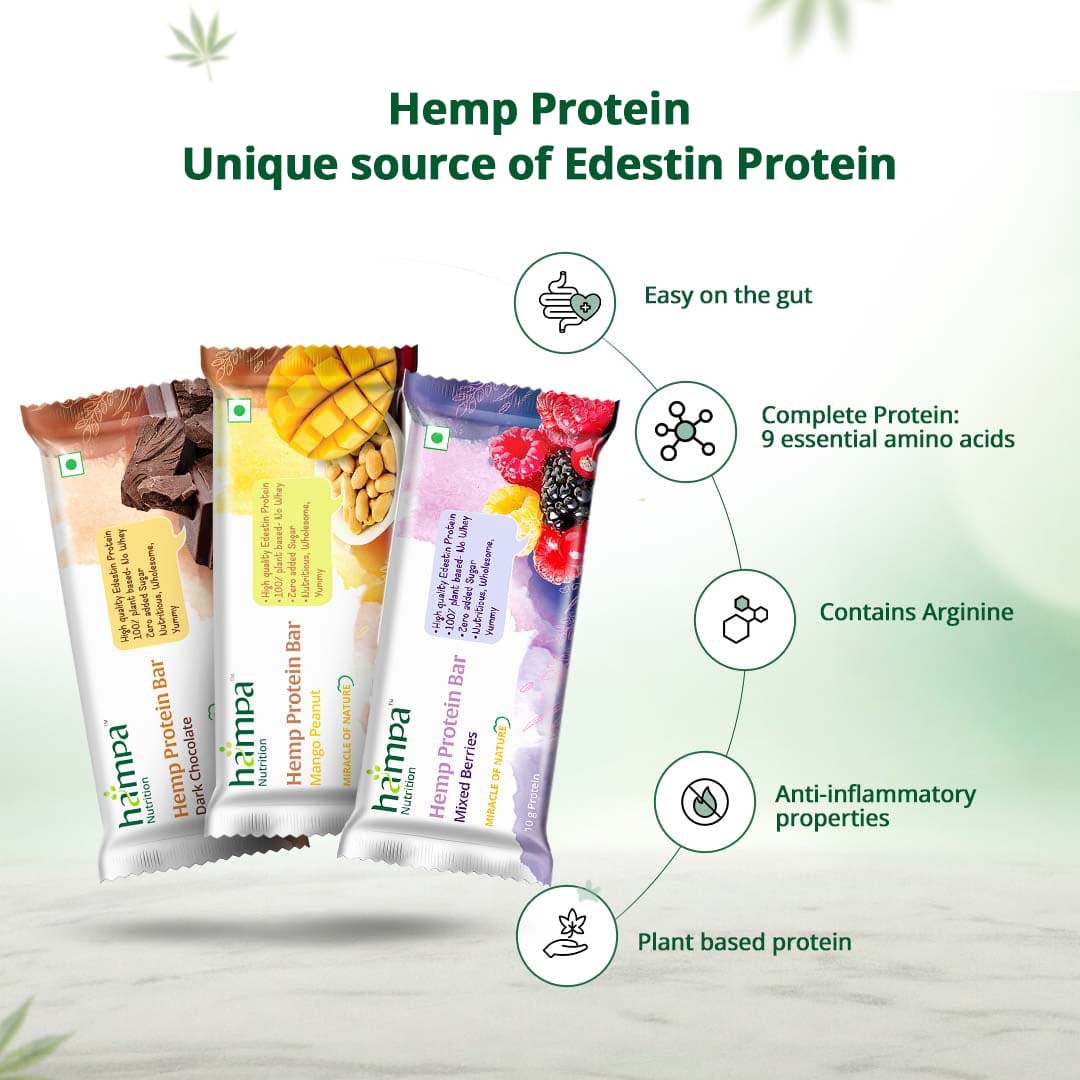 Hampa Wellness Protein Bar 50g - Mixed Flavours - Pack of 3