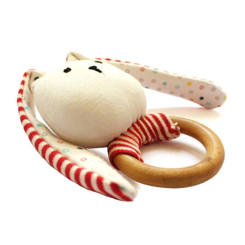 Shumee Striped Bunny Teether & Rattle Ring