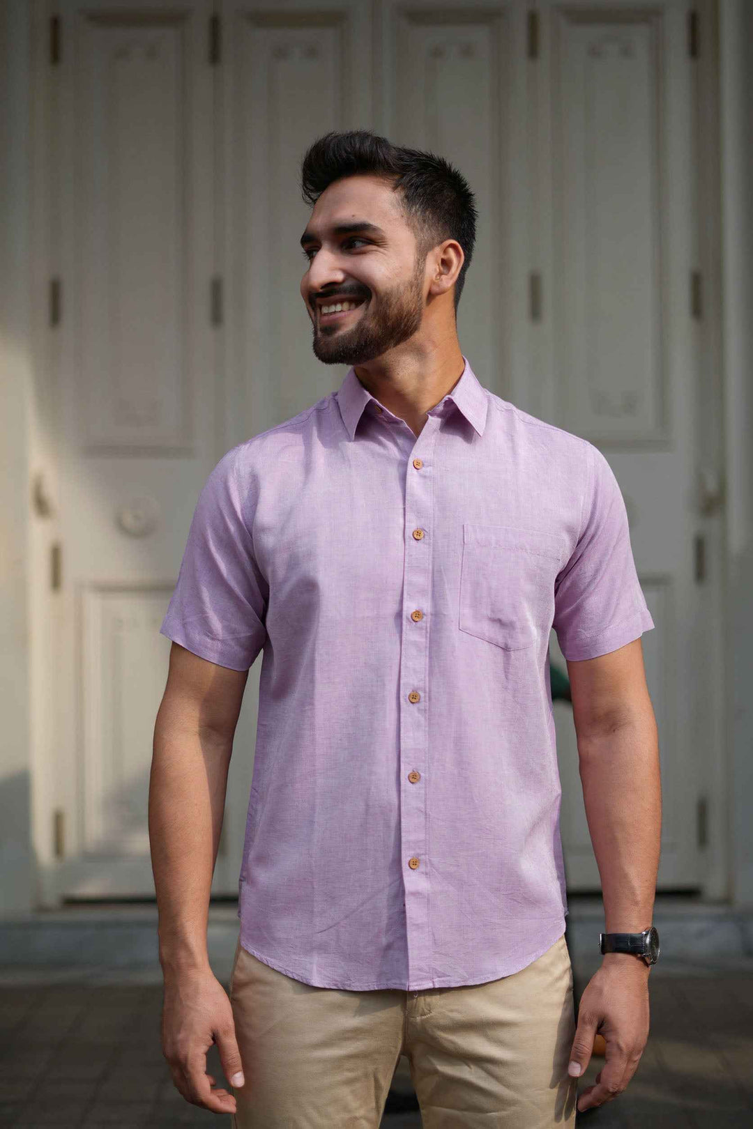 Earthy Route Lavender · Half Sleeve Shirt