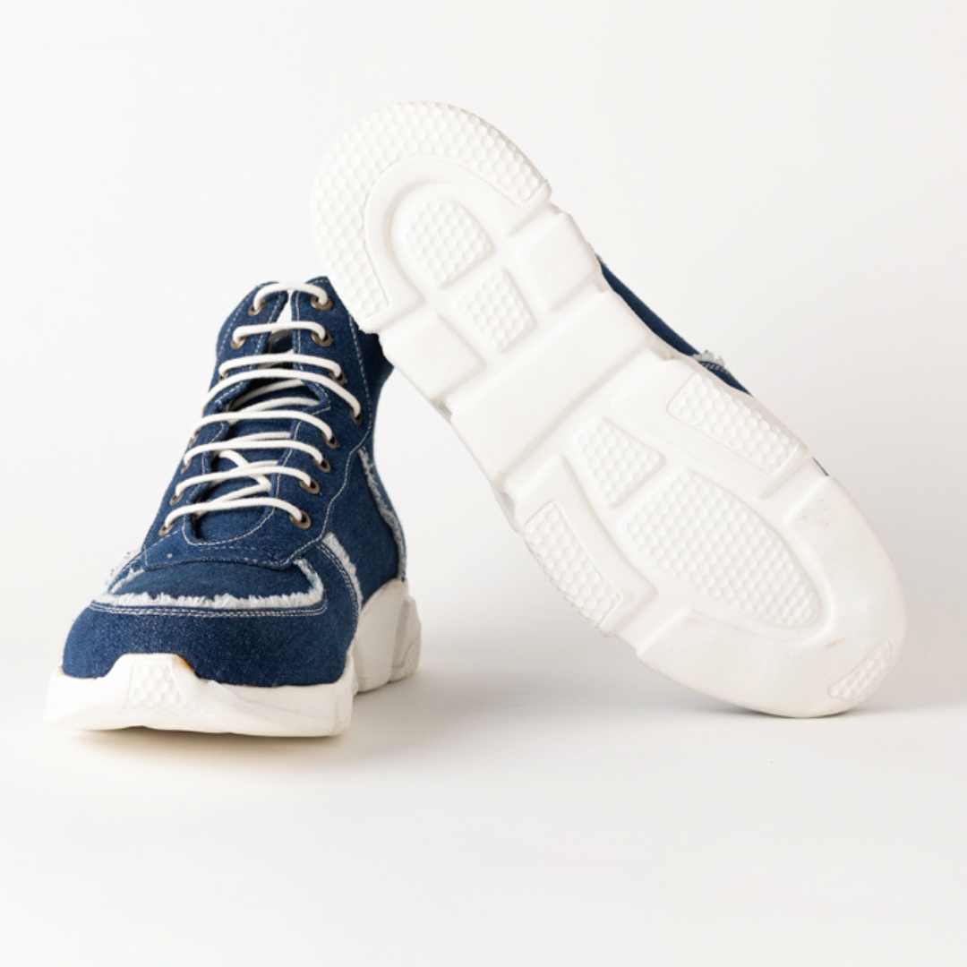 Monkstory Skream High Top Lace Denim Sneakers