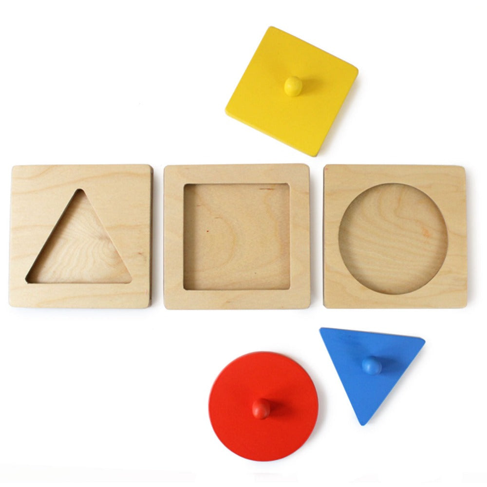 Shumee Montessori Wooden Shapes Peg Puzzle - Set of 3