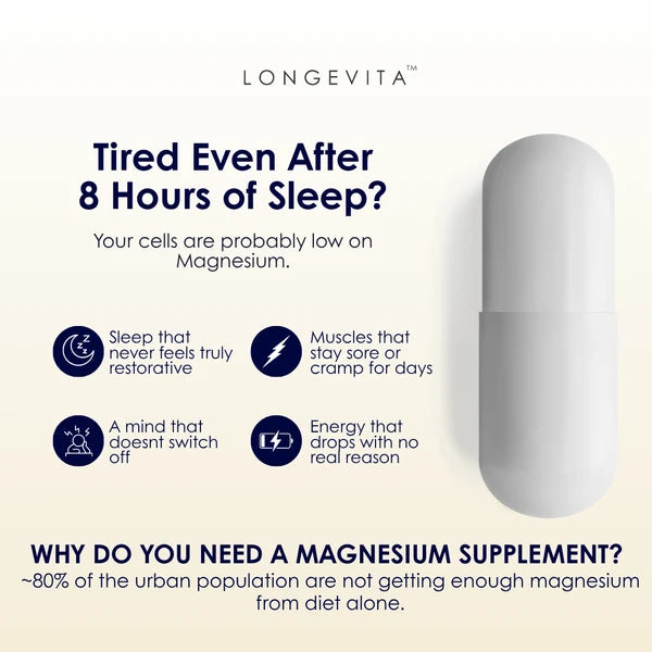 Longevita Magnesium Bisglycinate – 180 mg Elemental Magnesium