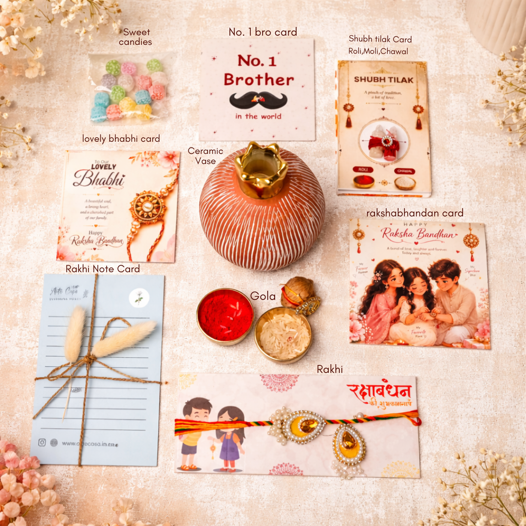 Artecasa Pomegranate Rakhi Gift Hamper | Premium Bhai Bhabhi Raksha Bandhan Gift Hamper