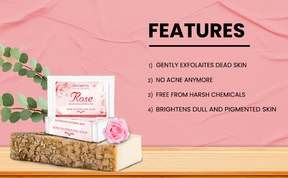 Natsbyte Pure Organic Handmade Soap Rose for Bath - 120g |