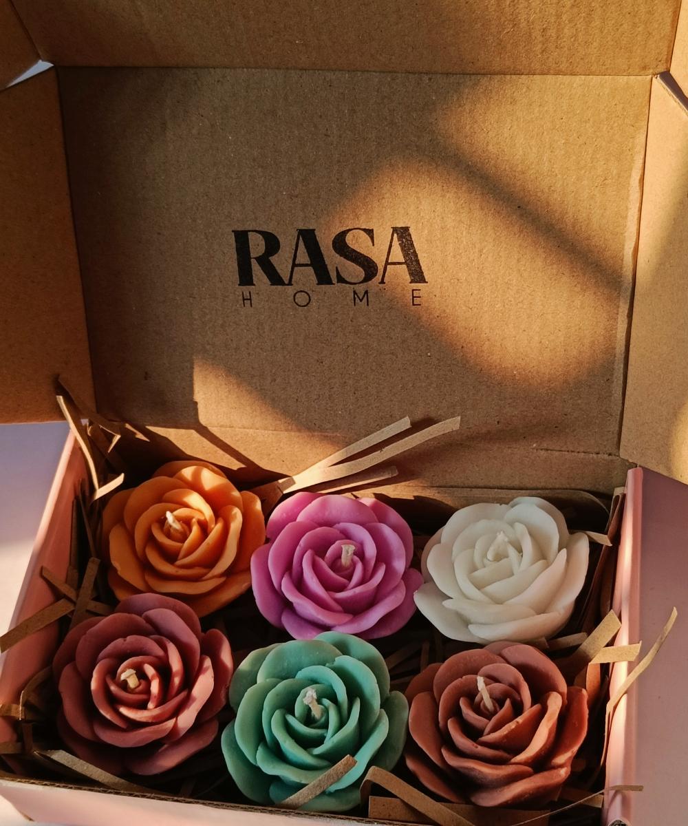 Rasa Home Rose Candles | Soy Wax | Set of 6