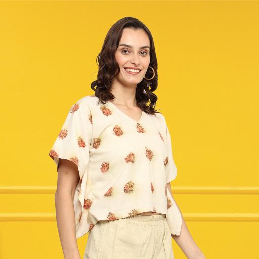 Bageeya "Gulab" Khadi Organic cotton Crop top | Crafted with Sacred temple Roses