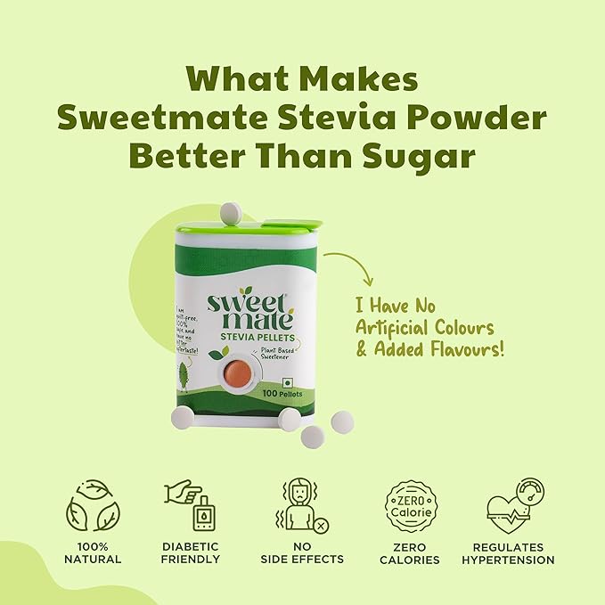 Sweetmate Stevia Tablets 100 Servings/Pack | Plant Based