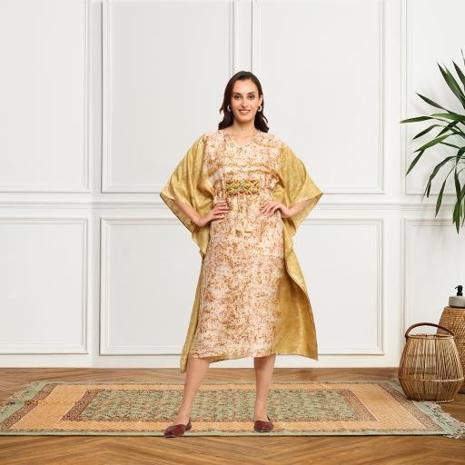 Bageeya “Bageecha” Natural Dyed Handcrafted Handwoven Katan silk Cocktail dress | Crafted with Harda and Marigold