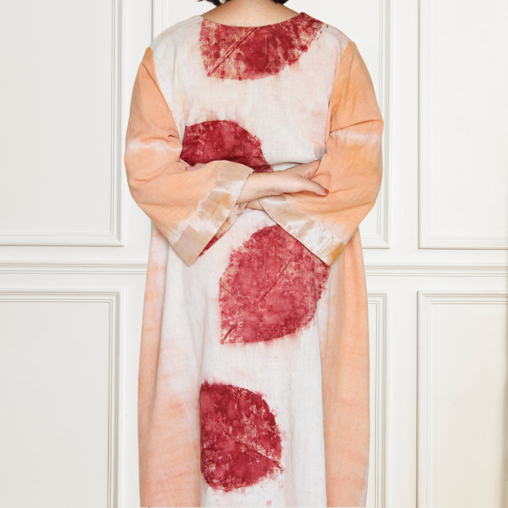 Bageeya “Rani Rang ” Natural Dyed Handcrafted Organic Cotton Button Down dress | Crafted with Sacred temple Manjishhta, Khakhra leaves