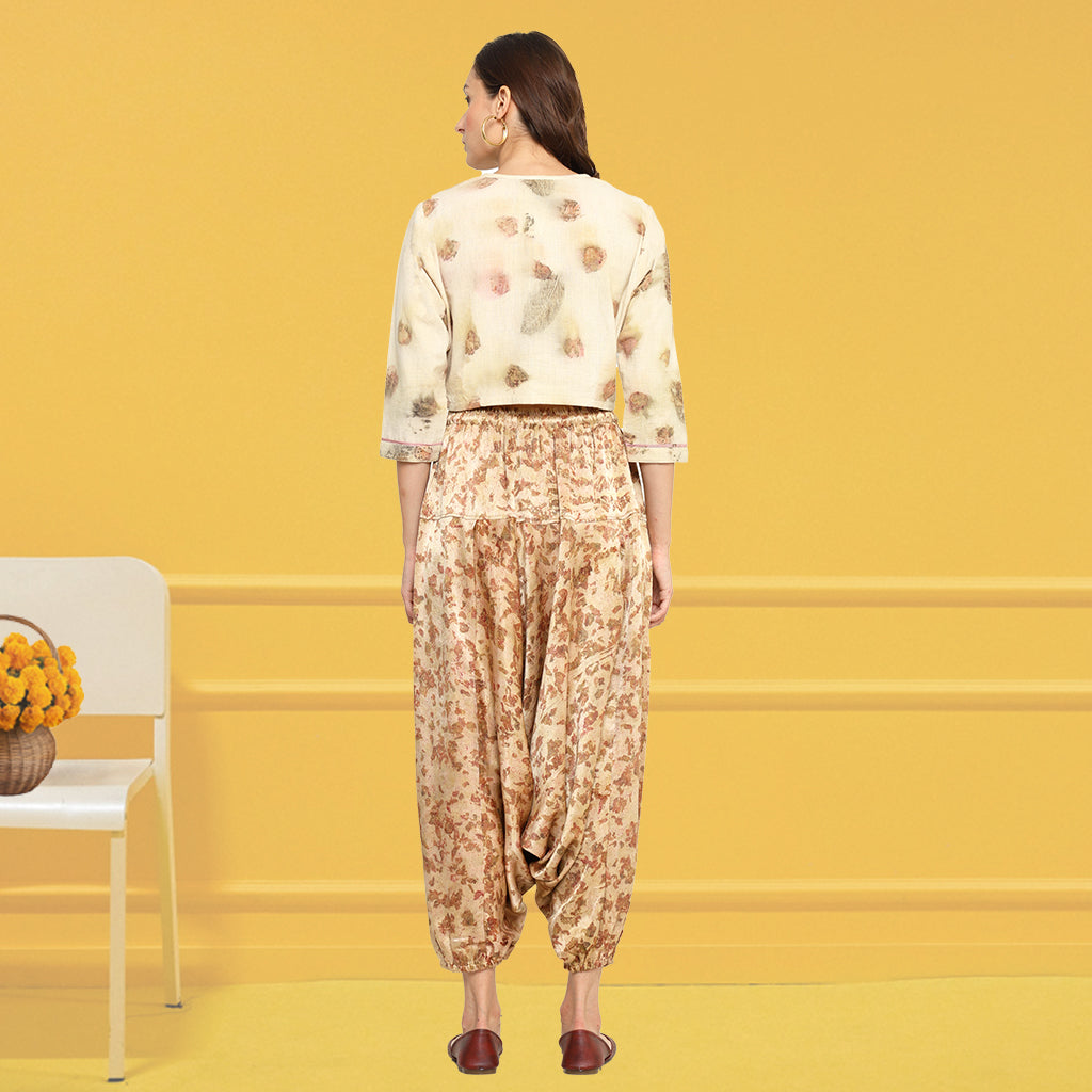 Bageeya " Surya " Harem Pants | Handwoven Mashru Crafted with Temple Marigold