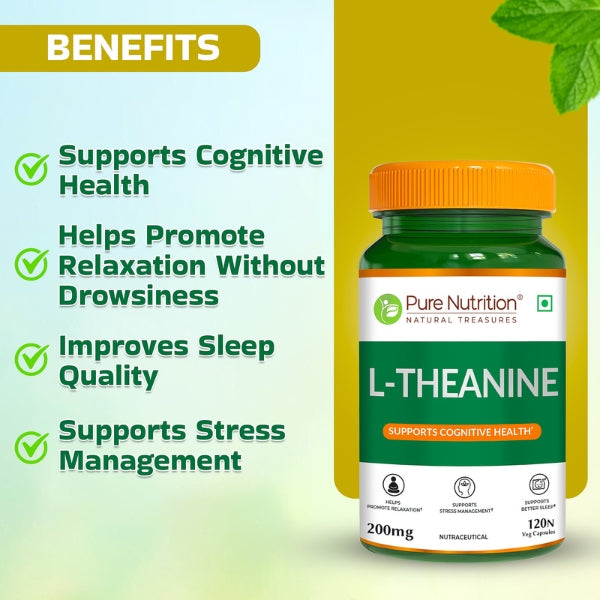 L-Theanine 200mg | Supports Calmness, Focus & Cognitive Function | 120 Veg Tablets