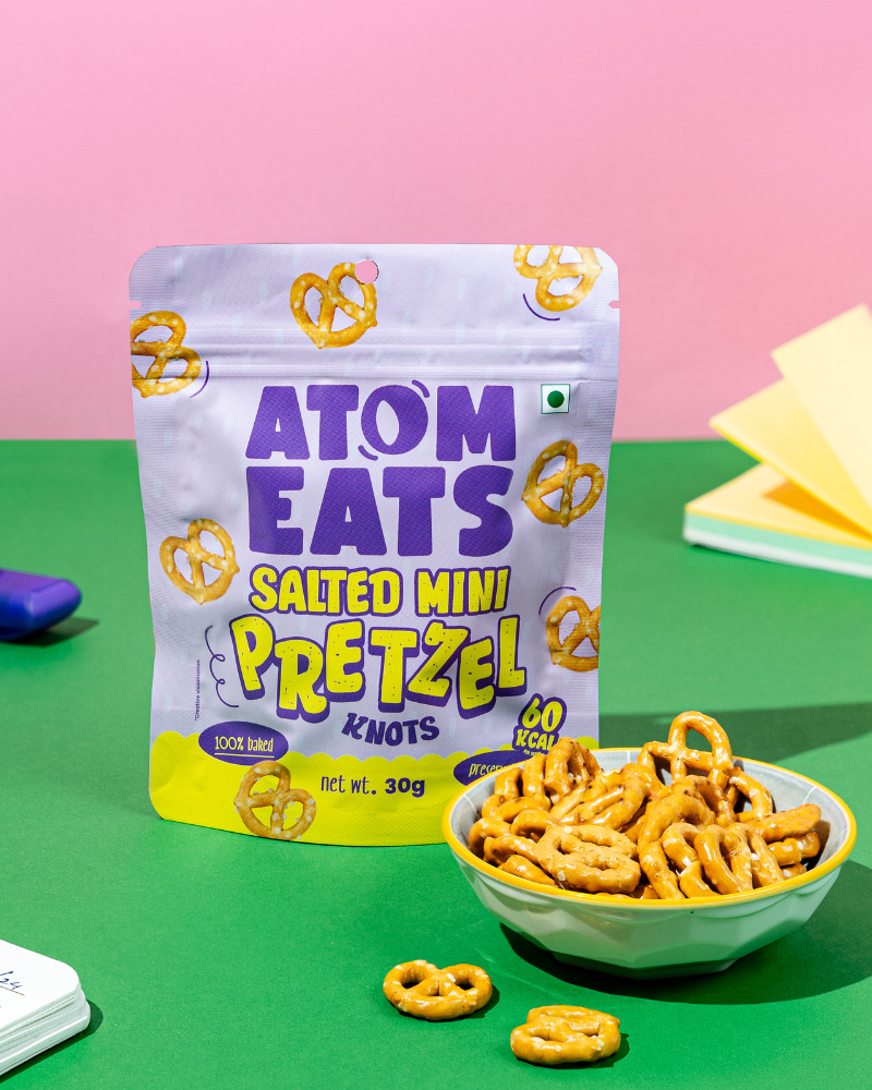 Atom Eats Salted Pretzel Mini Knots | (30g X 2) Pack by Atom Eats